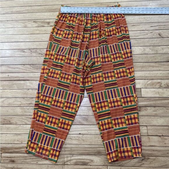 CALIFORNIA GOLD RUSH Women 20 Kente Africa Print Sleeveless 2Piece Pants Set VTG - Picture 10 of 16